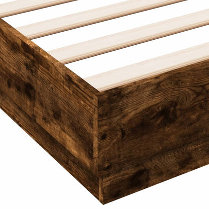 vidaXL Bed Frame with LED without Mattress Smoked Oak 160x200 cm