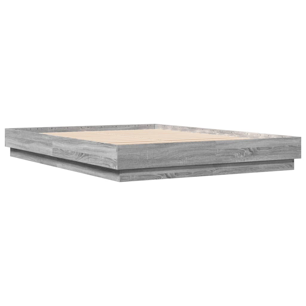 vidaXL Bed Frame with LED without Mattress Grey Sonoma 160x200 cm