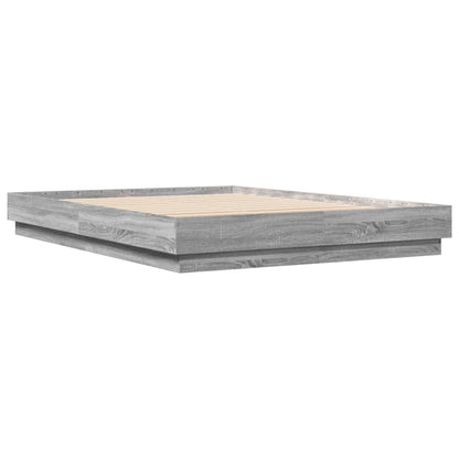 vidaXL Bed Frame with LED without Mattress Grey Sonoma 160x200 cm