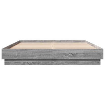 vidaXL Bed Frame with LED without Mattress Grey Sonoma 160x200 cm