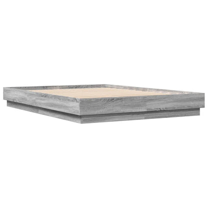 vidaXL Bed Frame with LED without Mattress Grey Sonoma 160x200 cm