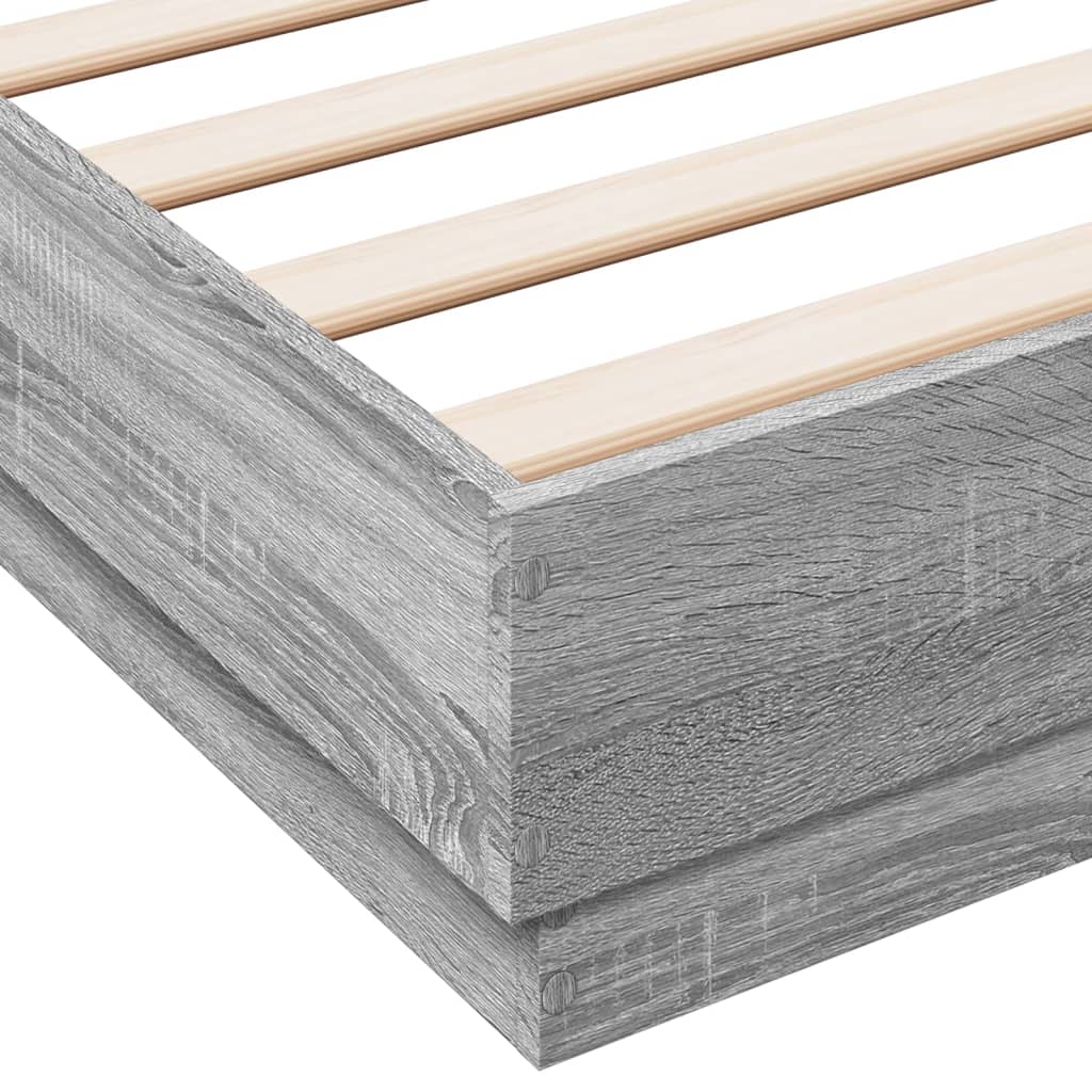 vidaXL Bed Frame with LED without Mattress Grey Sonoma 160x200 cm