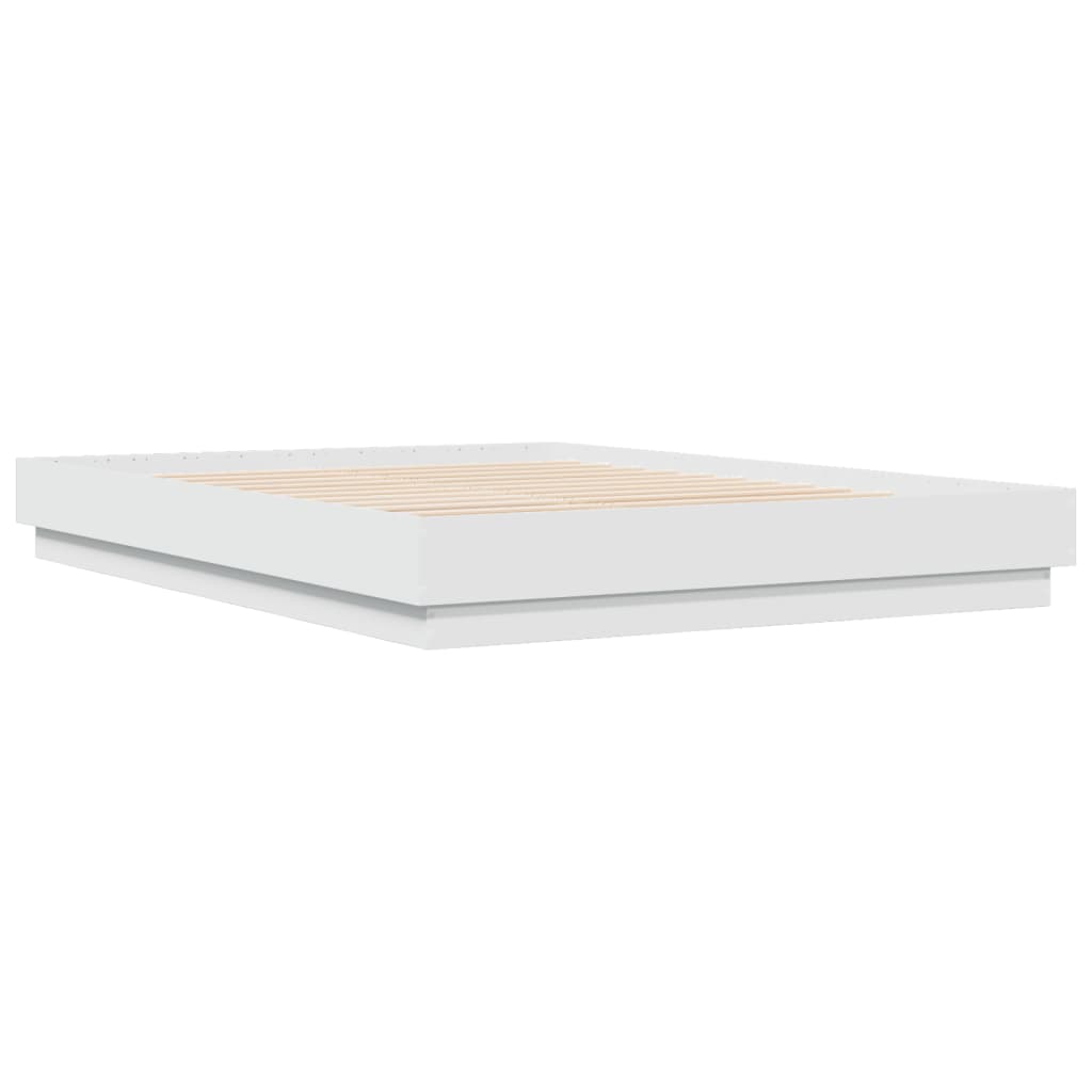 vidaXL Bed Frame with LED without Mattress White 150x200 cm King Size