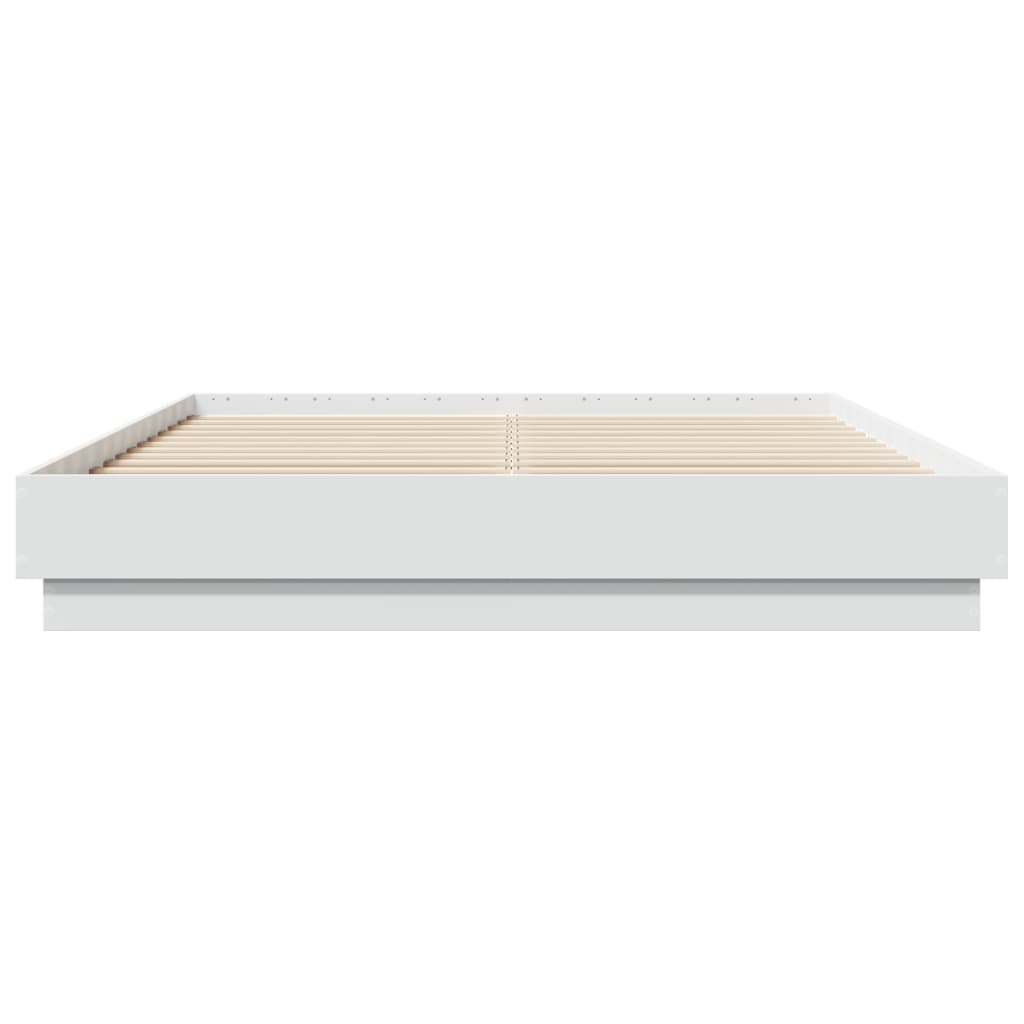 vidaXL Bed Frame with LED without Mattress White 150x200 cm King Size
