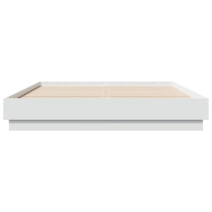 vidaXL Bed Frame with LED without Mattress White 150x200 cm King Size