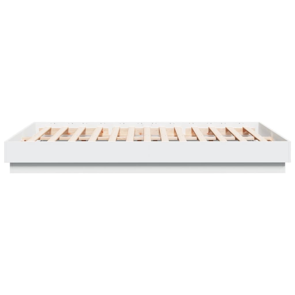 vidaXL Bed Frame with LED without Mattress White 150x200 cm King Size