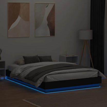 vidaXL Bed Frame with LED without Mattress Black 150x200 cm King Size