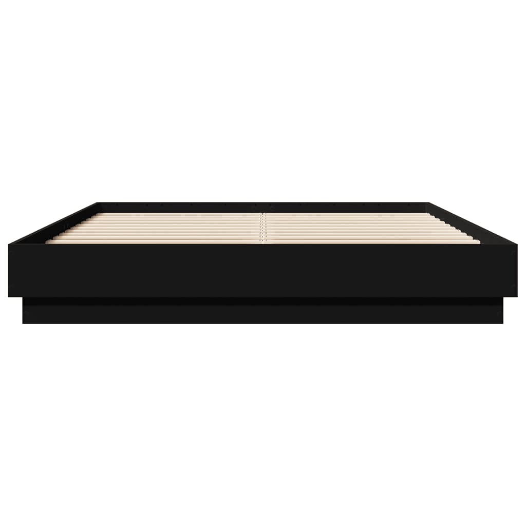 vidaXL Bed Frame with LED without Mattress Black 150x200 cm King Size