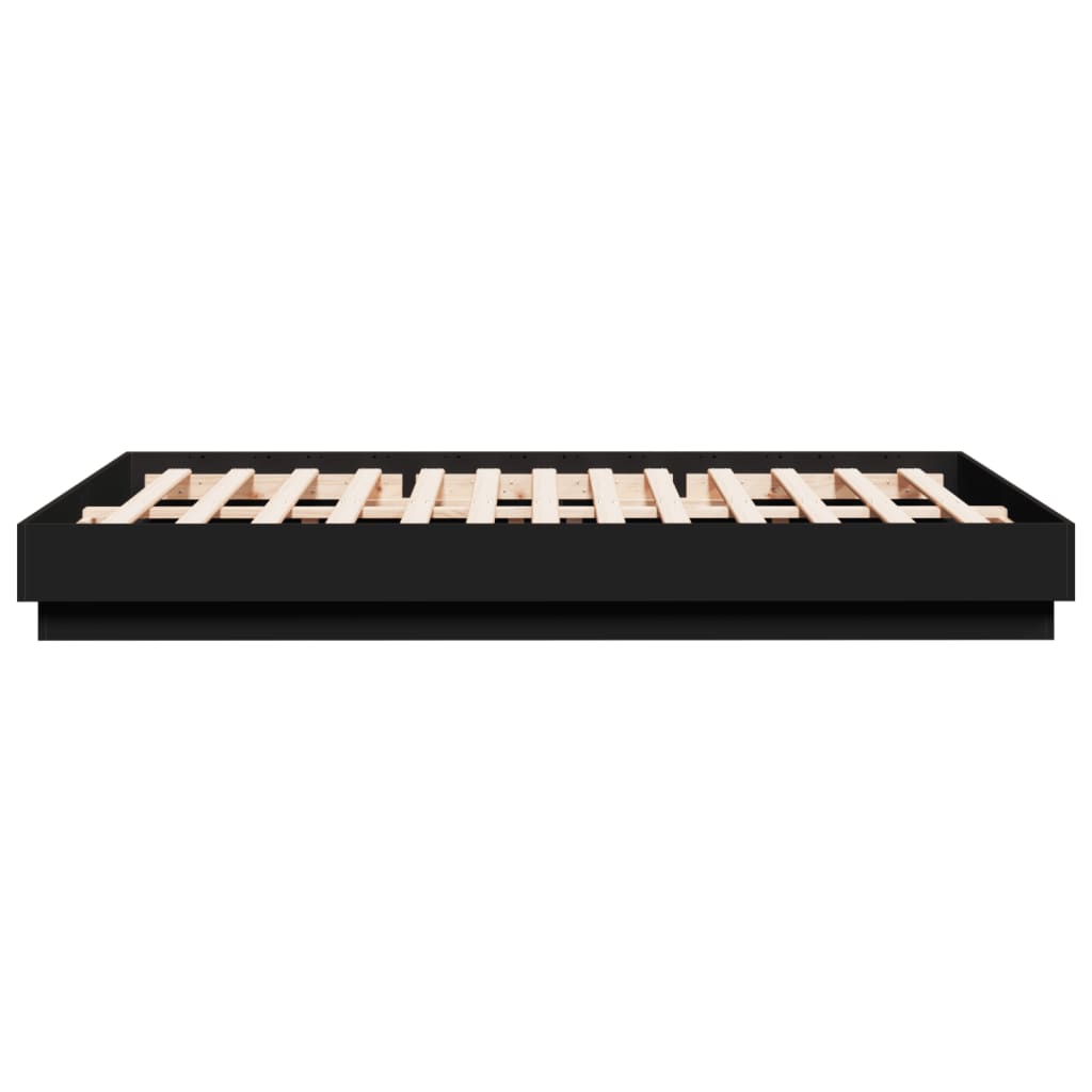 vidaXL Bed Frame with LED without Mattress Black 150x200 cm King Size