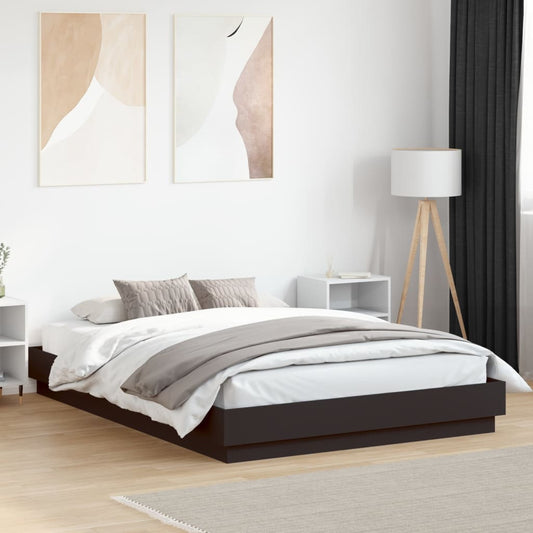 vidaXL Bed Frame with LED without Mattress Black 150x200 cm King Size