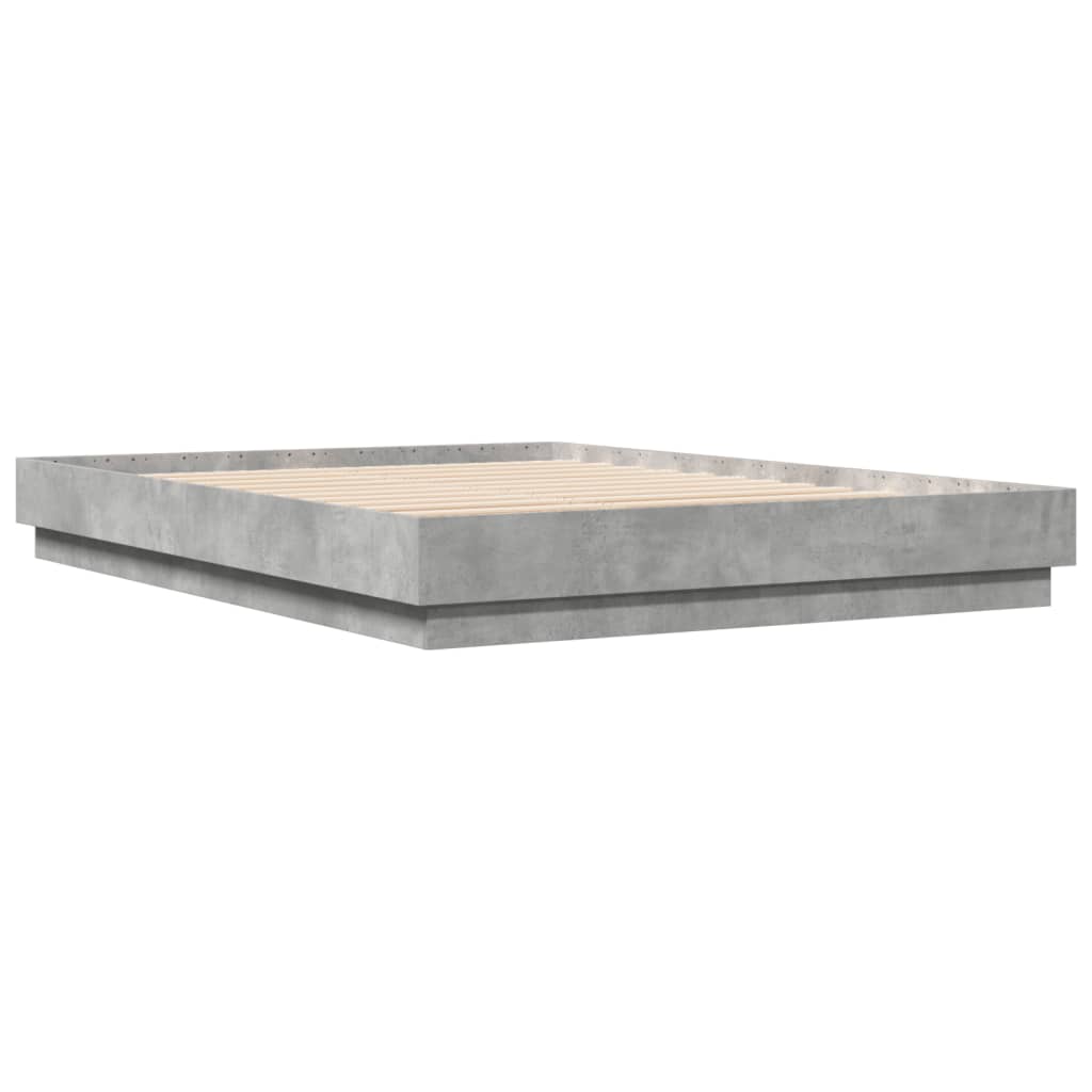 vidaXL Bed Frame with LED without Mattress Concrete Grey 150x200 cm King Size