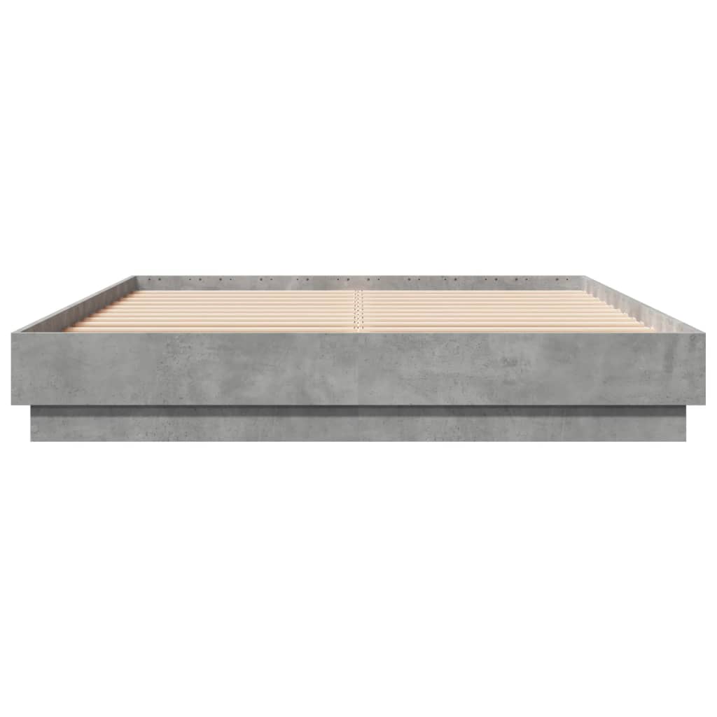 vidaXL Bed Frame with LED without Mattress Concrete Grey 150x200 cm King Size