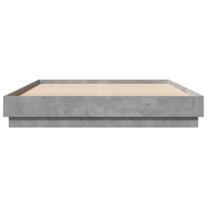 vidaXL Bed Frame with LED without Mattress Concrete Grey 150x200 cm King Size
