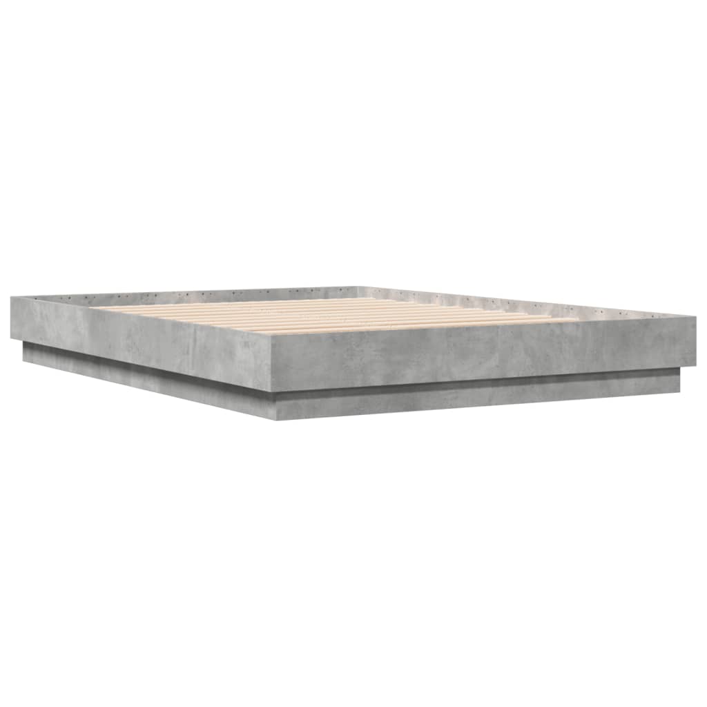 vidaXL Bed Frame with LED without Mattress Concrete Grey 150x200 cm King Size