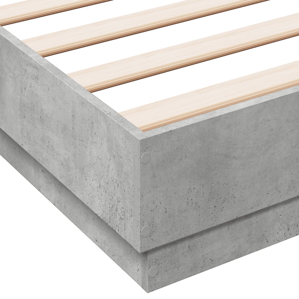 vidaXL Bed Frame with LED without Mattress Concrete Grey 150x200 cm King Size