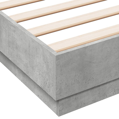 vidaXL Bed Frame with LED without Mattress Concrete Grey 150x200 cm King Size
