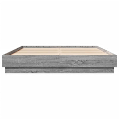 vidaXL Bed Frame with LED without Mattress Grey Sonoma 150x200 cm King Size