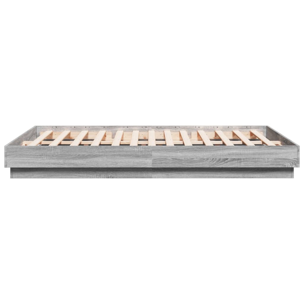 vidaXL Bed Frame with LED without Mattress Grey Sonoma 150x200 cm King Size