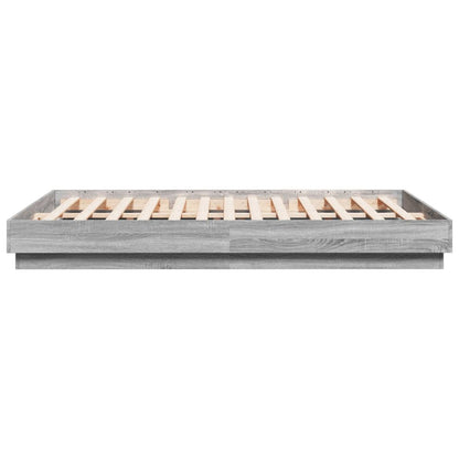 vidaXL Bed Frame with LED without Mattress Grey Sonoma 150x200 cm King Size
