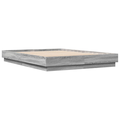 vidaXL Bed Frame with LED without Mattress Grey Sonoma 150x200 cm King Size