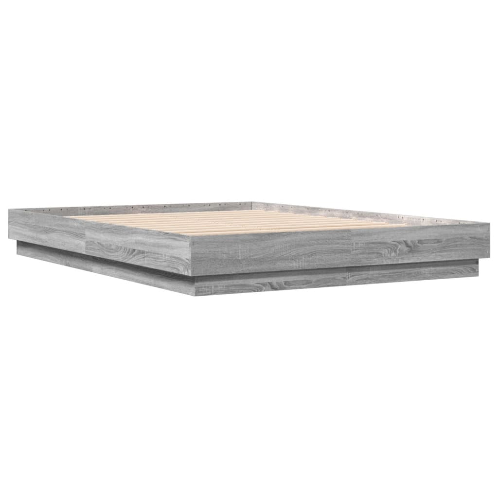 vidaXL Bed Frame with LED without Mattress Grey Sonoma 140x200 cm