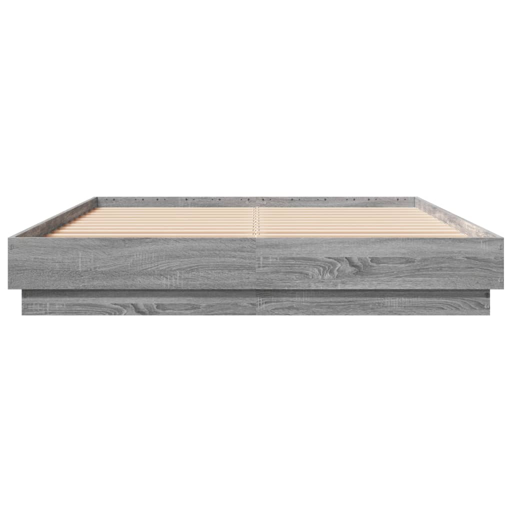 vidaXL Bed Frame with LED without Mattress Grey Sonoma 140x200 cm