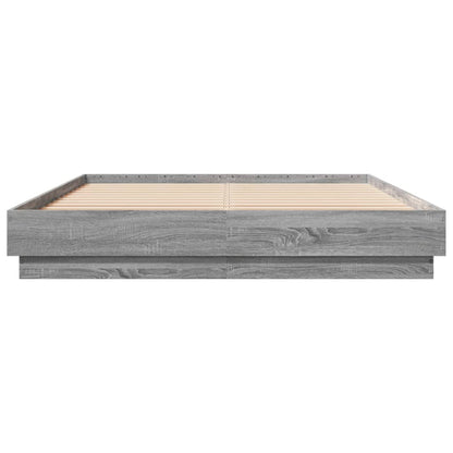 vidaXL Bed Frame with LED without Mattress Grey Sonoma 140x200 cm