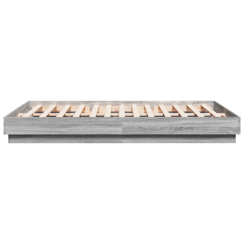 vidaXL Bed Frame with LED without Mattress Grey Sonoma 140x200 cm