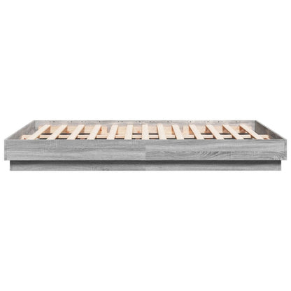 vidaXL Bed Frame with LED without Mattress Grey Sonoma 140x200 cm