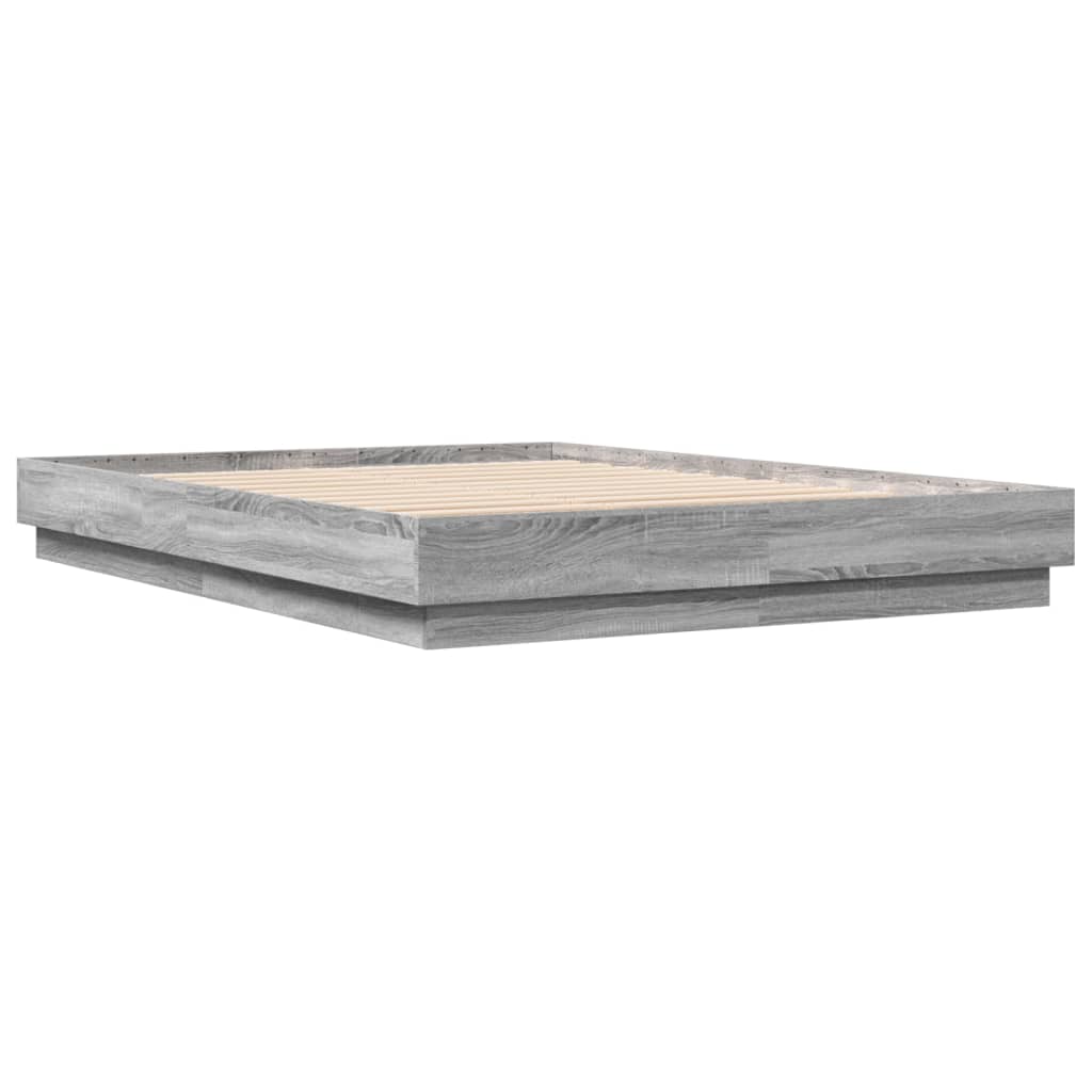 vidaXL Bed Frame with LED without Mattress Grey Sonoma 140x200 cm