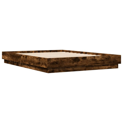 vidaXL Bed Frame with LED without Mattress Smoked Oak 120x200 cm