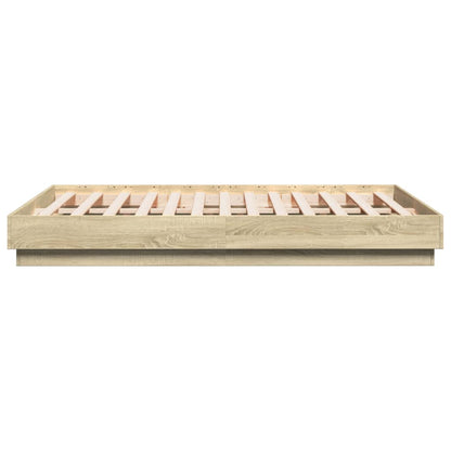 vidaXL Bed Frame with LED without Mattress Sonoma Oak 135x190 cm Double