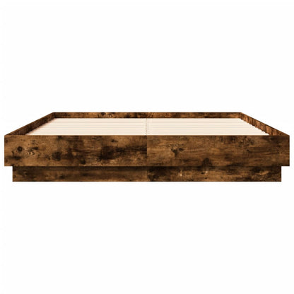 vidaXL Bed Frame with LED without Mattress Smoked Oak 120x190 cm Small Double