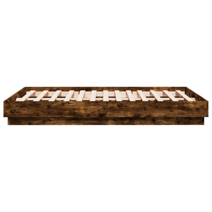 vidaXL Bed Frame with LED without Mattress Smoked Oak 120x190 cm Small Double