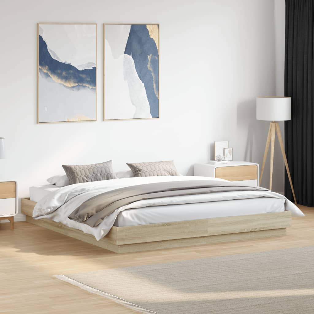 vidaXL Bed Frame | Sonoma Oak | Engineered wood, Plywood | Double |  Durable