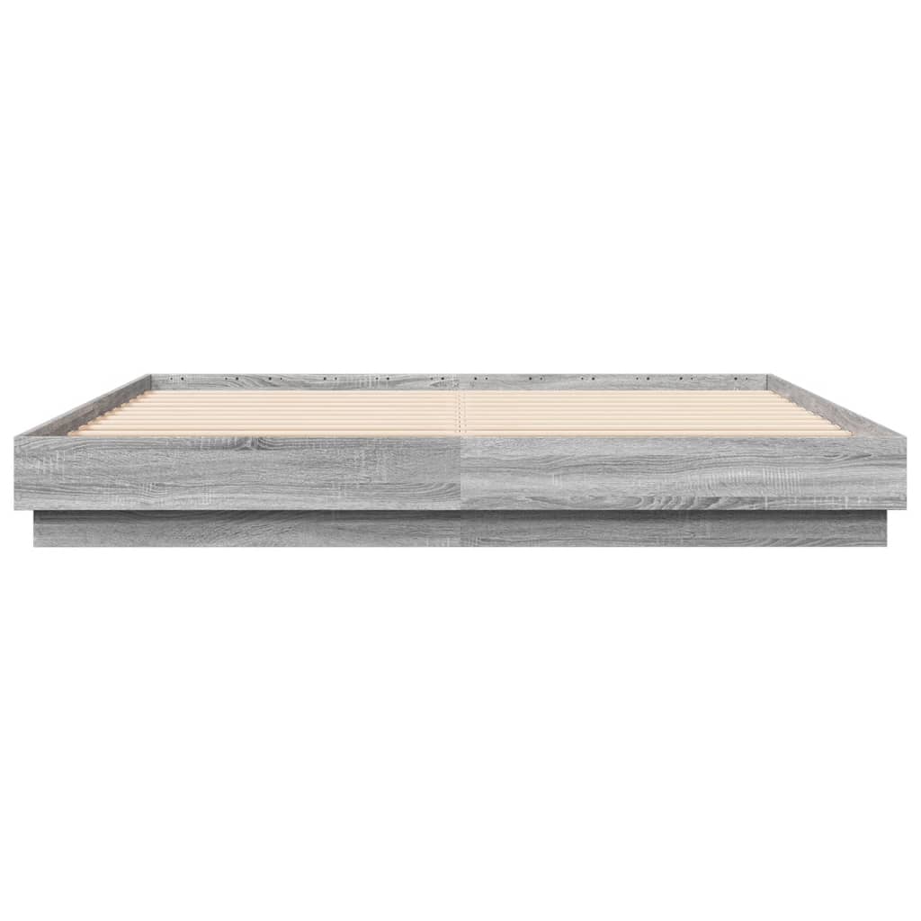 vidaXL Bed Frame | Grey Sonoma | Engineered wood, Plywood slats | 200x200 cm