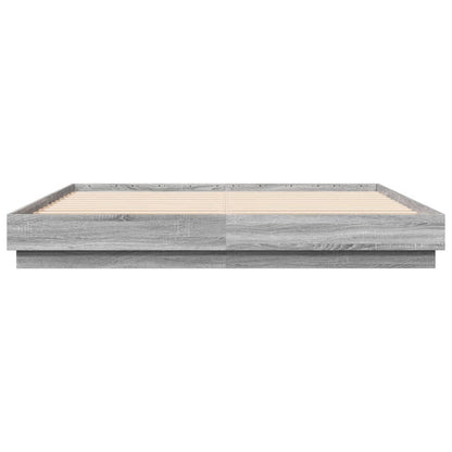 vidaXL Bed Frame | Grey Sonoma | Engineered wood, Plywood slats | 200x200 cm