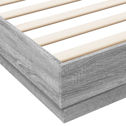 vidaXL Bed Frame | Grey Sonoma | Engineered wood, Plywood slats | 200x200 cm