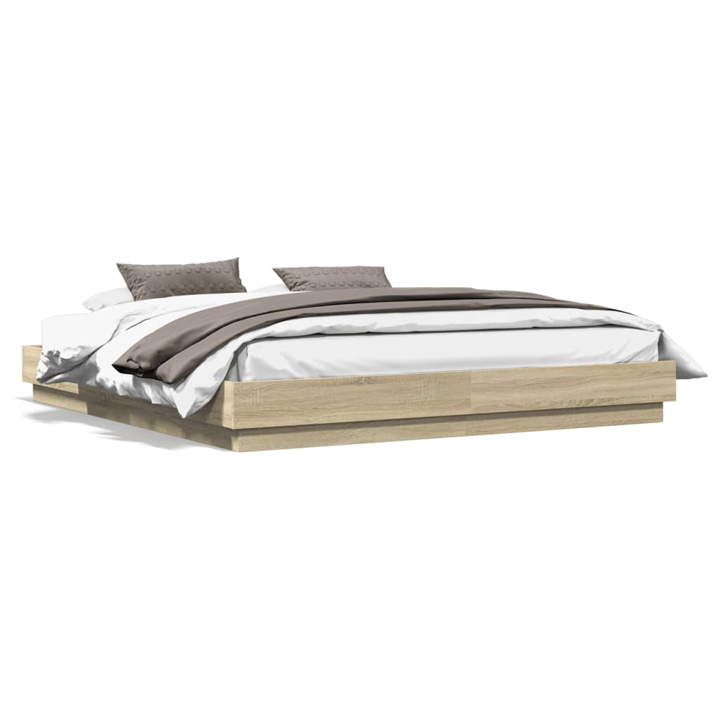 vidaXL Bed Frame without Mattress Sonoma Oak 180x200 cm Super King