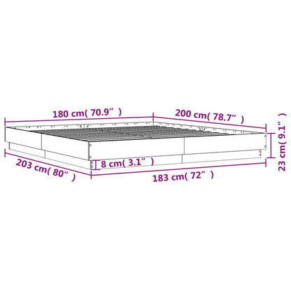 vidaXL Bed Frame without Mattress Sonoma Oak 180x200 cm Super King