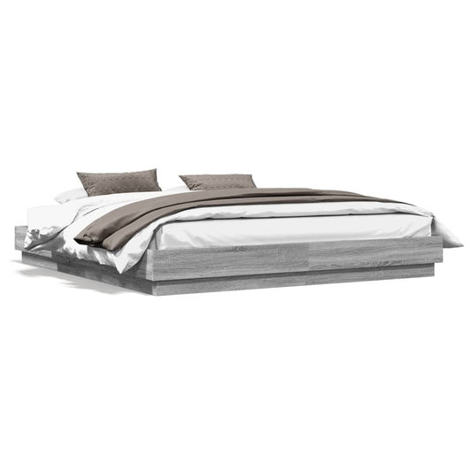 vidaXL Bed Frame | Grey Sonoma | Engineered Wood, Plywood | Super King | Durable