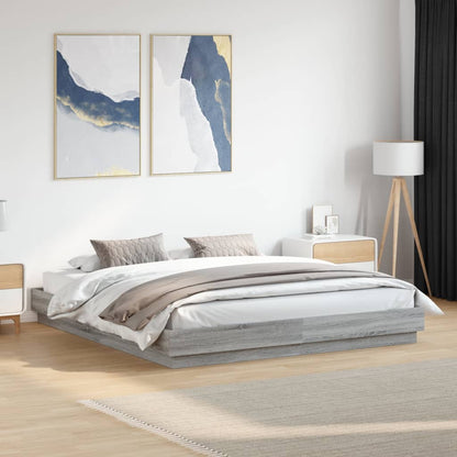 vidaXL Bed Frame without Mattress Grey Sonoma 180x200 cm Super King
