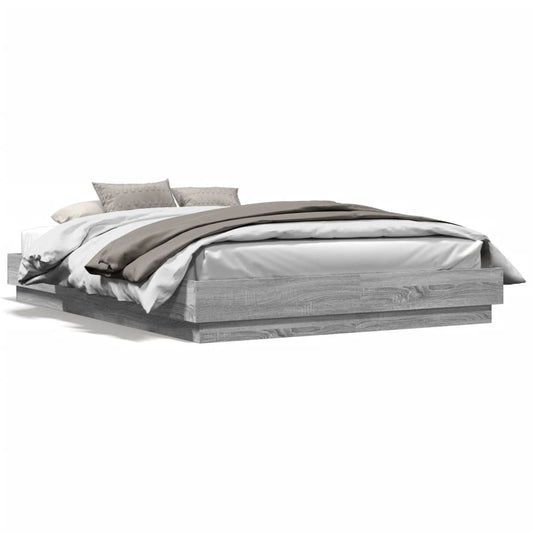 vidaXL Bed Frame | Grey Sonoma | Engineered wood, Plywood | Double | Durable