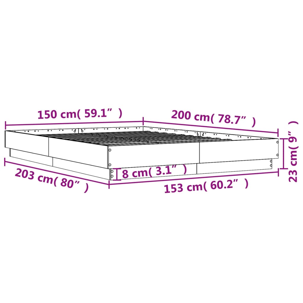 vidaXL Bed Frame | White | Engineered Wood | King Size | Durable | Stylish
