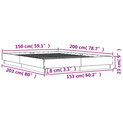 vidaXL Bed Frame | Grey Sonoma | Engineered Wood | King |  Durable  | Bed Frame