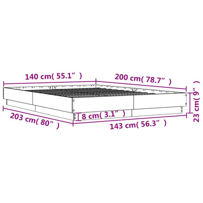 vidaXL Bed Frame without Mattress Sonoma Oak 140x200 cm