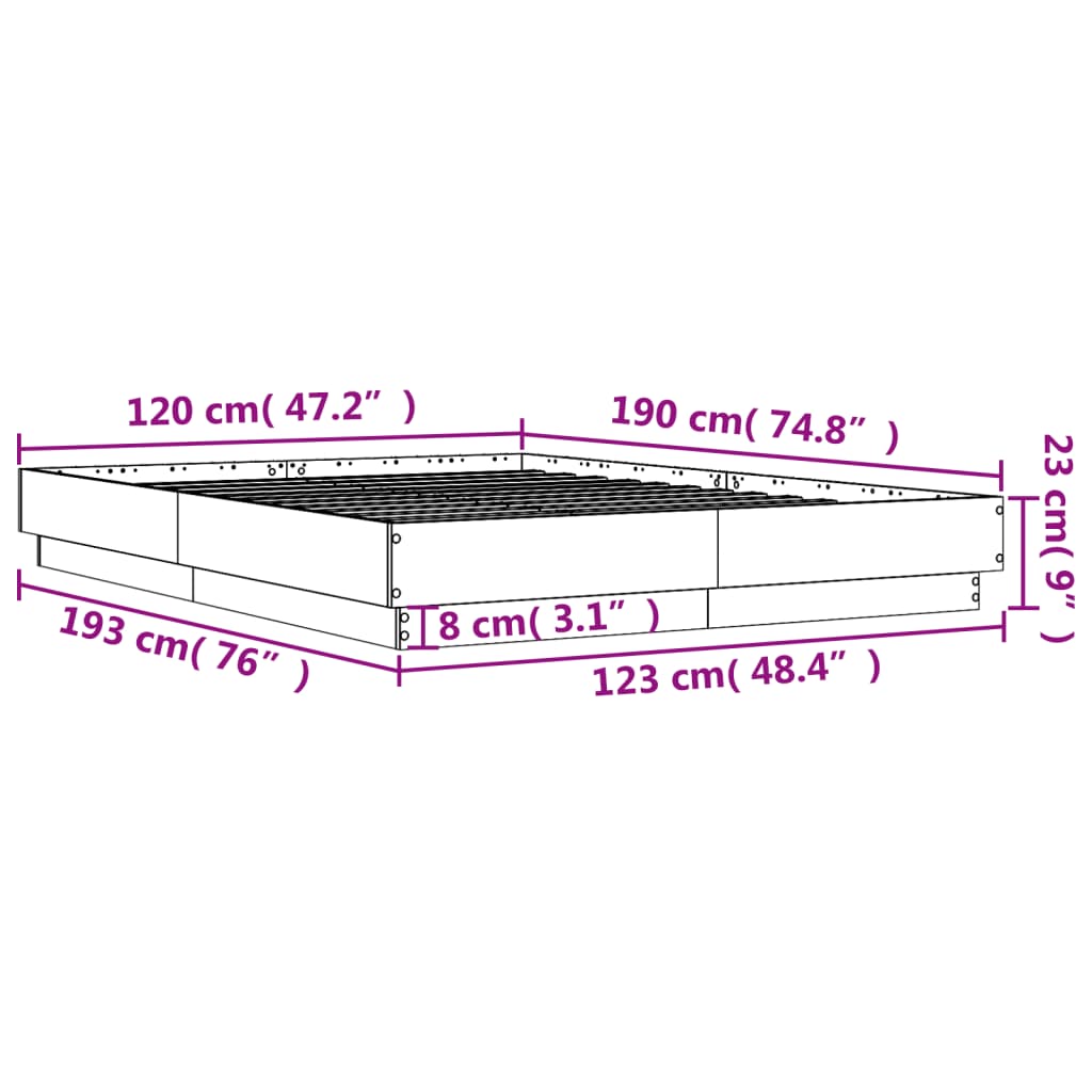 vidaXL Bed Frame | Sonoma Oak | Engineered wood, Plywood | Small Double