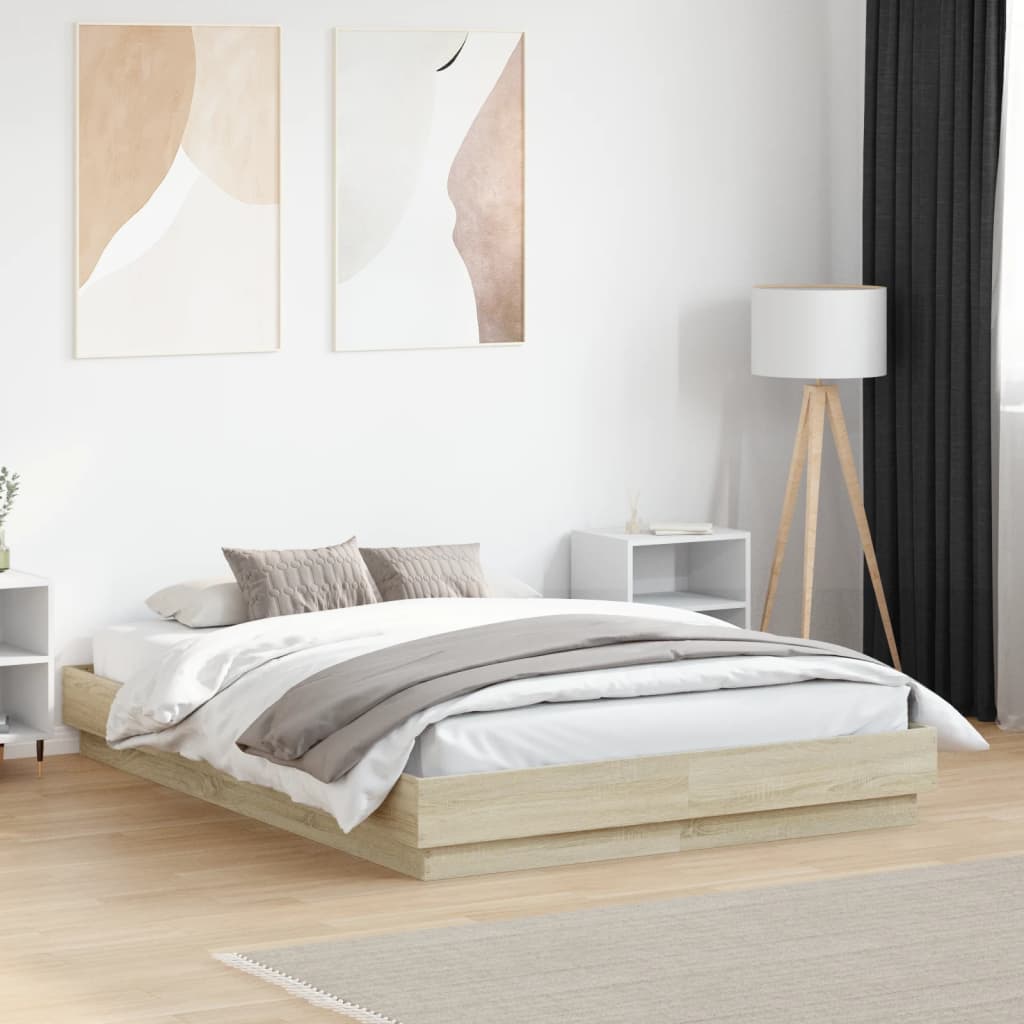 vidaXL Bed Frame | Sonoma Oak | Engineered wood, Plywood | Small Double