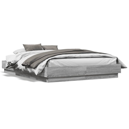 vidaXL Bed Frame | Grey Sonoma | Engineered wood, Plywood | Small Double