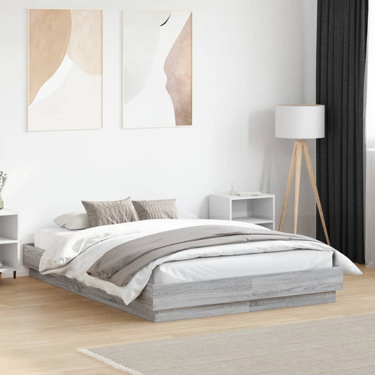 vidaXL Bed Frame | Grey Sonoma | Engineered wood, Plywood | Small Double